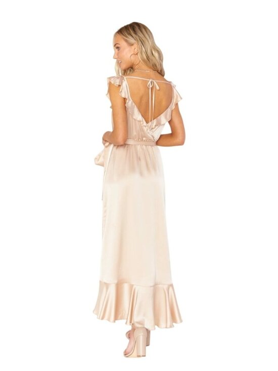 Show Me Your Mumu Champagne Gold Ruffle Maxi Dress Size L Fairy Goddess Romantic - Picture 1 of 10